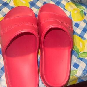 Coach Bright Red Slide Sandals